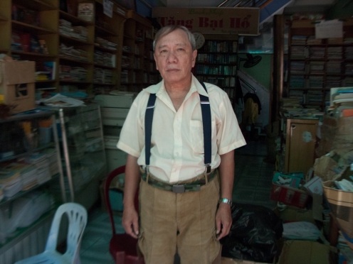 Mr. Thành inside his bookshop